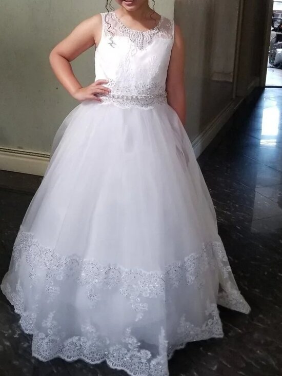 Other - Communion White Lace Flower Girl Dress Butterfly Cape with Bow Size 12